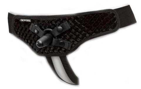 Doc Johnson Vac U Lock Crotchless Velvet Harness with Plug Diamond Pattern - Strap On Sextoys