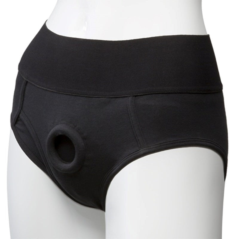 Doc Johnson Vac U Lock Panty Harness Plug Briefs S/M Black Strap On System - Strap On Sextoys
