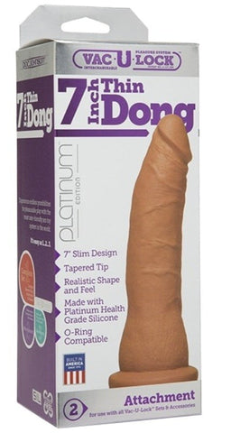 Doc Johnson Vac U Lock Platinum Edition 7 inch Thin Dong Caramel Dildo - Strap On Sextoys