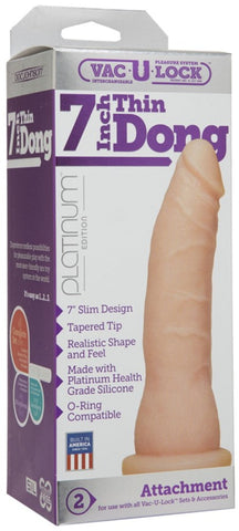 Doc Johnson Vac U Lock Platinum Edition 7 inch Thin Dong Vanilla Dildo - Realistic Dildos