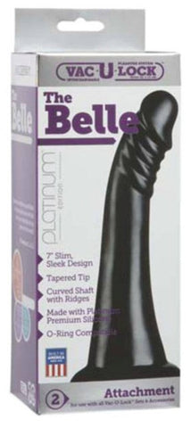 Doc Johnson Vac U Lock Platinum Edition Belle Curved Ribbed Dildo - Realistic Dildos
