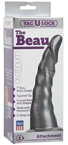 Doc Johnson Vac U Lock Platinum Edition The Beau Curved Ridged Dildo - Realistic Dildos