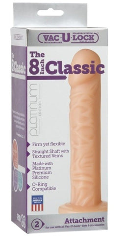 Doc Johnson Vac U Lock Platinum Edition The Classic Dong 8 Inch Vanilla Dildo - Strap On Sextoys