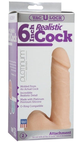 Doc Johnson Vac U Lock Platinum Edition The Realistic Cock 6 Inch Vanilla Dildo - Strap On Sextoys
