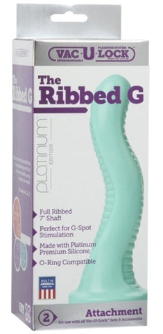 Doc Johnson Vac U Lock Platinum Edition The Ribbed G Mint Curved Dildo - Strap On Sextoys