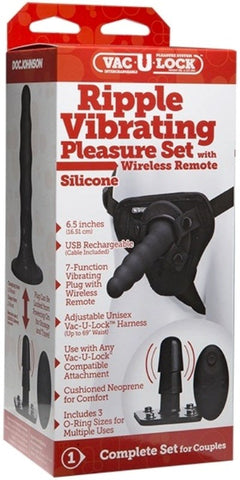 Doc Johnson Vac U Lock Ripple Vibrating Pleasure Set Silicone Complete Kit - Strap On Sextoys