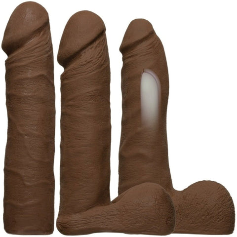 Doc Johnson Vac U Lock Vibrating Dual Density Ultraskyn Set Chocolate Complete Kit - Strap On Sextoys