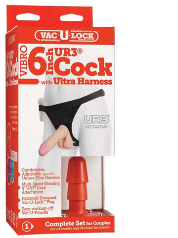 Doc Johnson Vac U Lock Vibrating Sex Harness with 6Cock Flesh Complete Kit - Strap On Sextoys