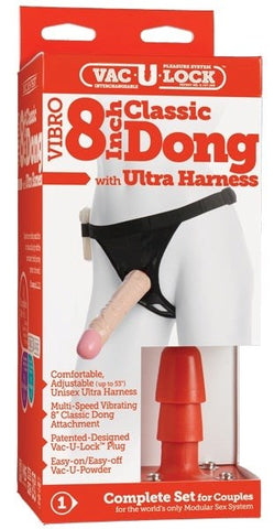 Doc Johnson Vac U Lock Vibrating Sex Harness with 8 Cock Flesh Ultra Harness - Strap On Sextoys