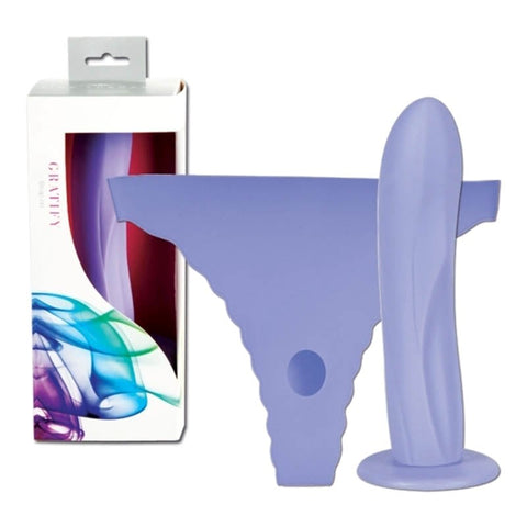 Vibe Therapy Gratify L/XL Lavender Adjustable Strap On with Vibration - Strap On Sextoys