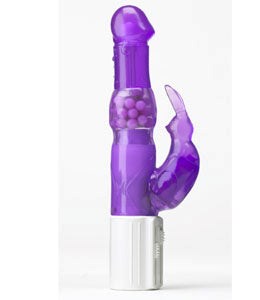 Vibratex Rabbit Habit Luxurious Purple Vinyl Vibrator with Dual Action - - Rabbit Vibrators