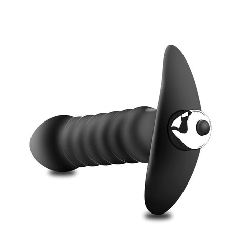 BDStyle Vibrating Ribbed Butt Plug with Removable Bullet Vibrator - Anal Beads and Balls