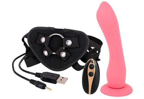 Seven Creations Vibration Dildo Strap On with Remote Control 7 inch Remote - Strap On Sextoys