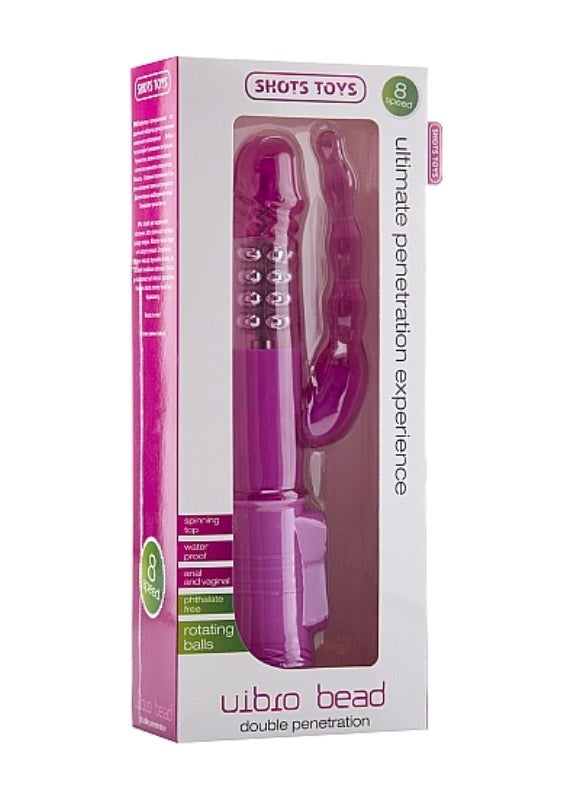 Shots Toys Vibro Bead Pink Dual Motor Rabbit Vibrator with Rotating Beads - Rabbit Vibrators