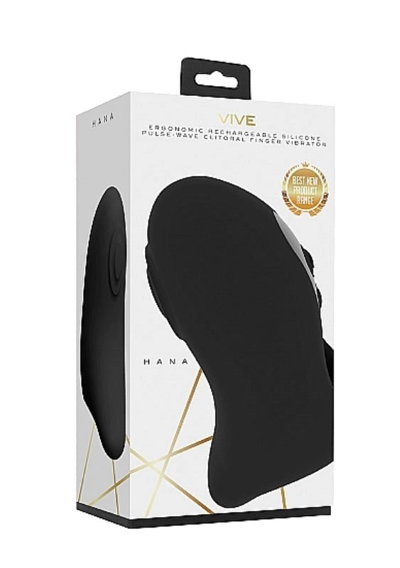 Shots Toys Vive Hana Black Waterproof Vibrator with 10 Patterns - - Finger and Tongue Vibrators