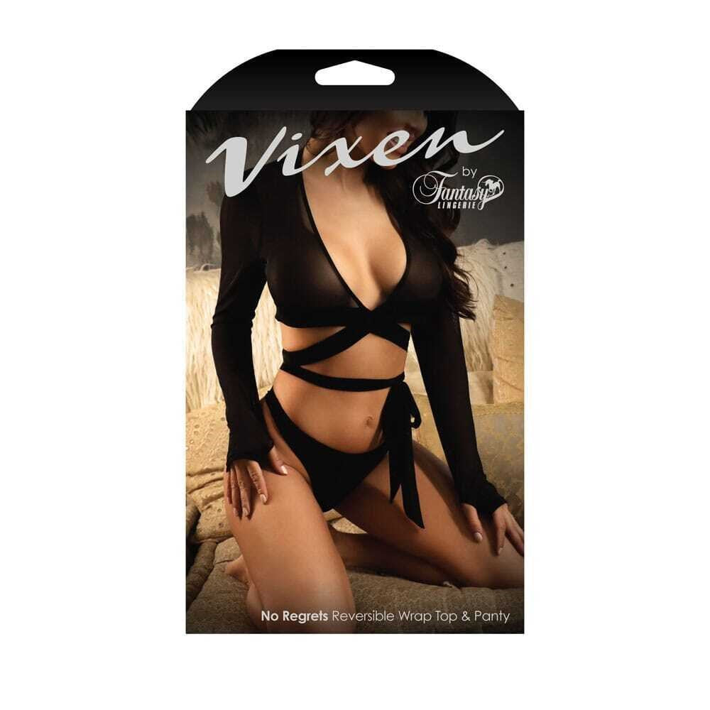 Fantasy Lingerie Vixen No Regrets Reversible Wrap Top & Panty Set - Bras and Bra Sets