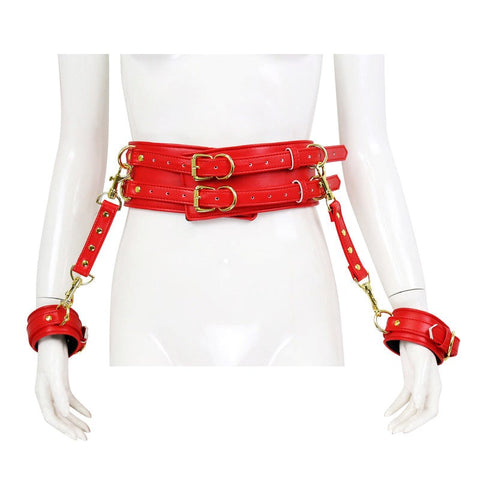 BDStyle Waist Harness and Handcuffs Body Safe CRings BDSM Restraint Set - Cuffs and Restraints