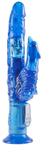Pipedream Wallbanger Clitty Twister Rabbit Vibrator Blue with Suction Cup Base - Rabbit Vibrators