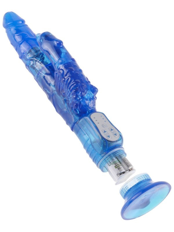 Pipedream Wallbanger Clitty Twister Rabbit Vibrator Blue with Suction Cup Base - Rabbit Vibrators