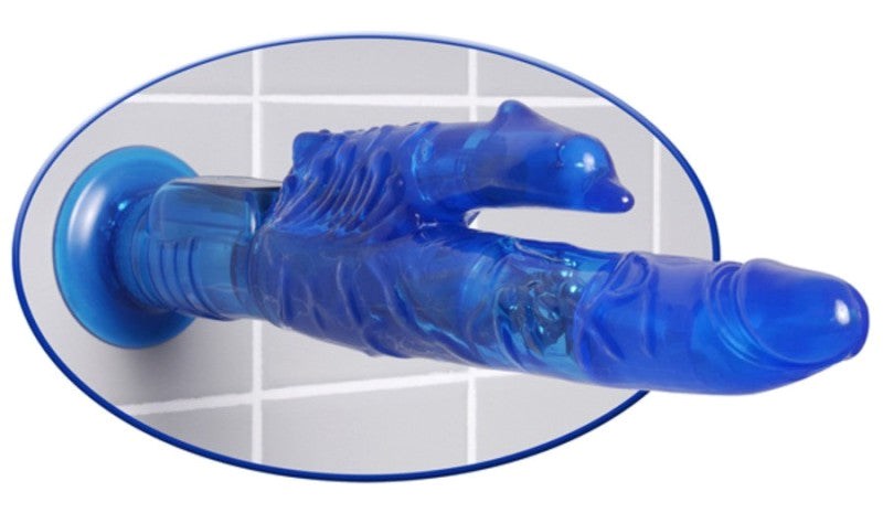 Pipedream Wallbanger Clitty Twister Rabbit Vibrator Blue with Suction Cup Base - Rabbit Vibrators