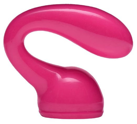 XR Brands Wand Essentials Deep Glider Wand Massager Attachment Pink Curved Tip - Body Wands