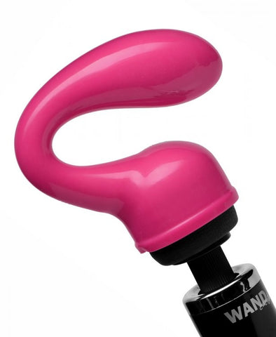 XR Brands Wand Essentials Deep Glider Wand Massager Attachment Pink Curved Tip - Body Wands