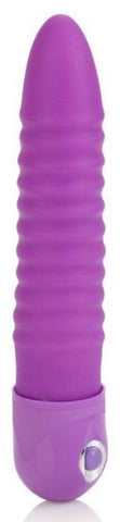 California Exotics Waterproof Power Stud Ribbed Purple Ribbed Vibrator - Realistic Dildos