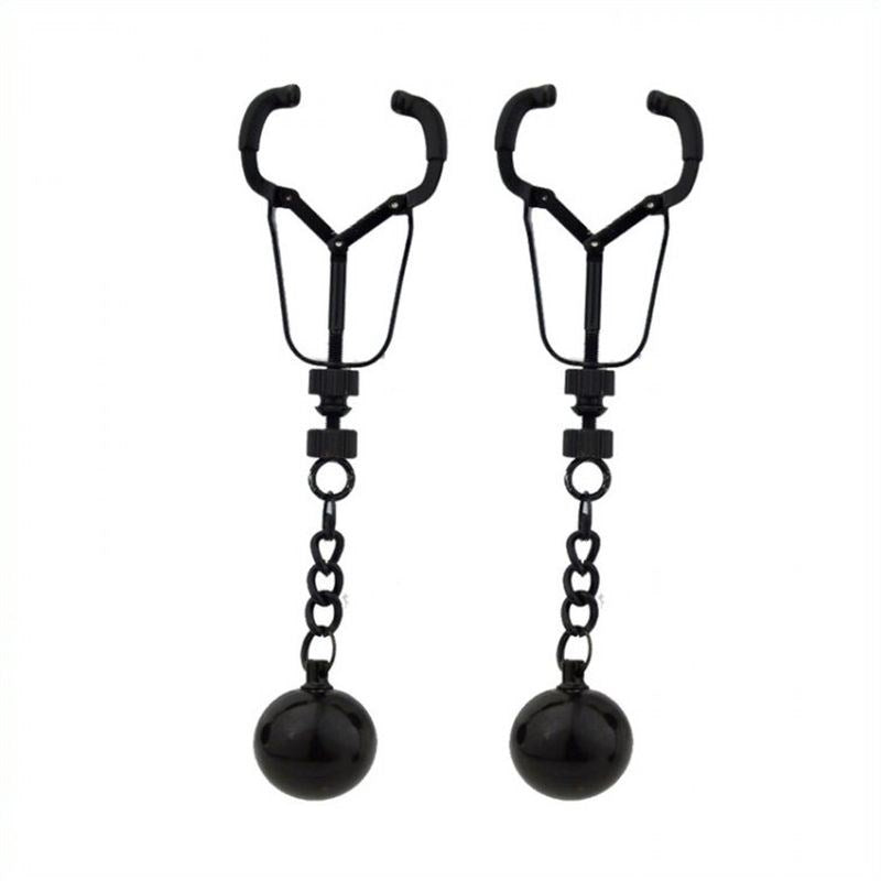 BDStyle Weighted Orbs Nipple Clamps with Adjustable Pressure Control - Breast and Nipple Toys