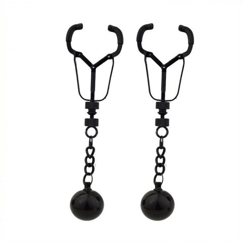 BDStyle Weighted Orbs Nipple Clamps with Adjustable Pressure Control - Breast and Nipple Toys