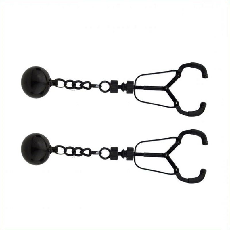 BDStyle Weighted Orbs Nipple Clamps with Adjustable Pressure Control - Breast and Nipple Toys