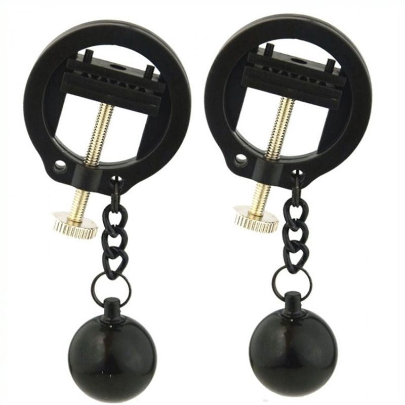 BDStyle Weighted Orbs Torture Nipples Clamps Adjustable Pressure Play - Breast and Nipple Toys