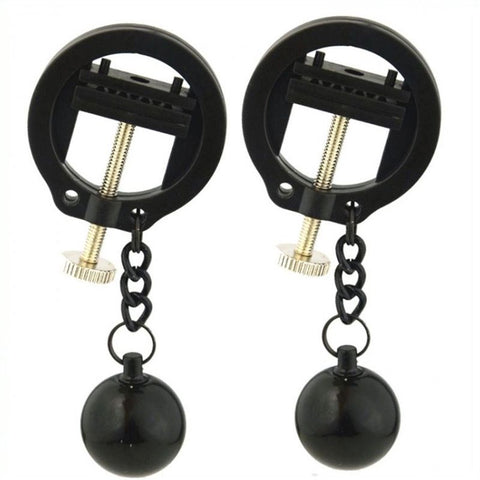 BDStyle Weighted Orbs Torture Nipples Clamps Adjustable Pressure Play - Breast and Nipple Toys