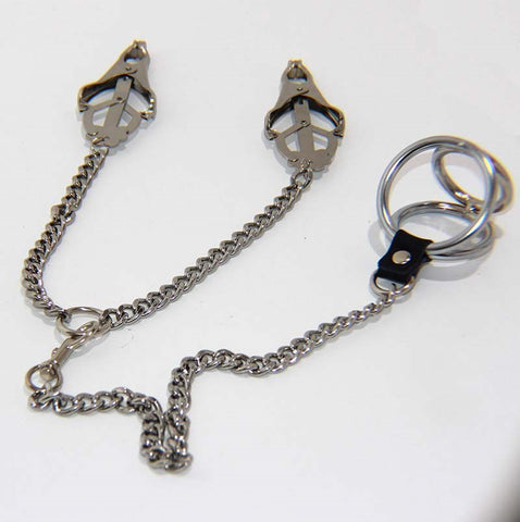 BDStyle Welled Up Clover Clamps & Cock Ring Steel Ring & Nipple Clamps - Breast and Nipple Toys