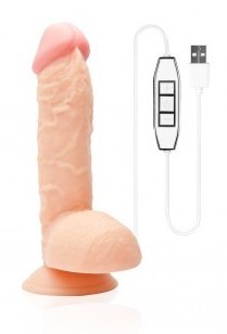 NANMA Corporation Wet Temper 7.5 Inch Veiny Vibrating Dong USB Rechargeable - - Vibrating Dildos