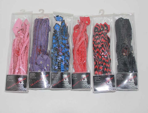 Hells Couture Whippa Leather Flogger with Braided Handle Black/Blue Impact Play - Whips And Crops