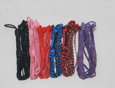 Hells Couture Whippa Leather Flogger with Braided Handle for Impact Play - Whips And Crops