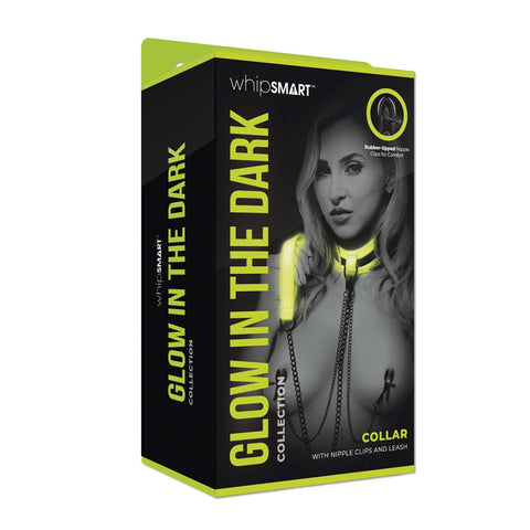 Xgen Products WhipSmart Glow In Dark Collar Clips + Leash BDSM Set - Collars and Leads