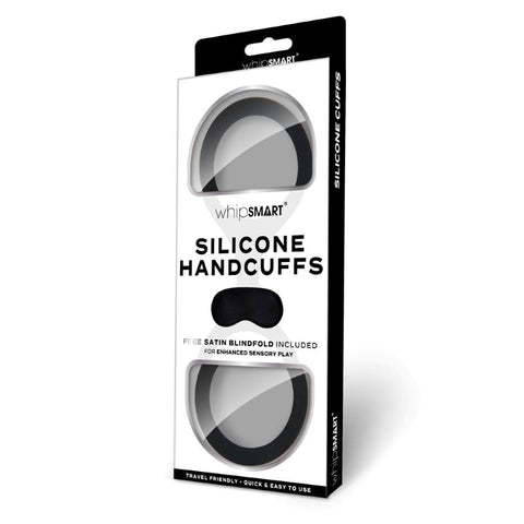Xgen Products Whisper of Ecstasy WhipSmart Silicone Handcuffs with Blindfold - Cuffs and Restraints