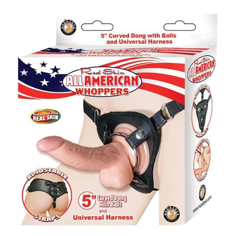 Nasstoys Whoppers 5 Curved Dong with Balls and Universal Harness Kit - Strap On Sextoys