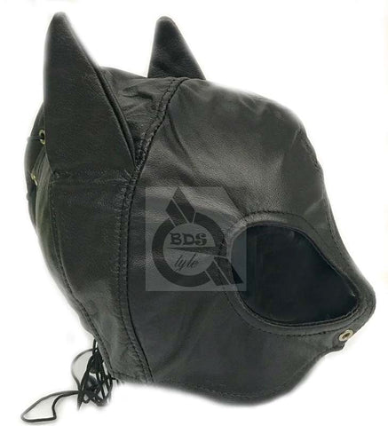 BDStyle Wicked Wench Leather Feline Hood Genuine Leather Cat Design - Bondage Hoods