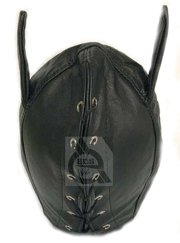 BDStyle Wicked Wench Leather Feline Hood Genuine Leather Cat Design - Bondage Hoods