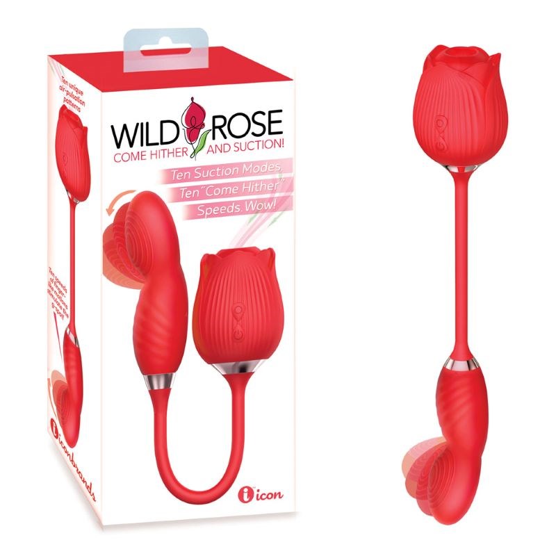 Icon Brands Wild Rose Come Hither Dual Stimulation Air Pulse Clitoral Vibrator - Pussy And Clit Toys