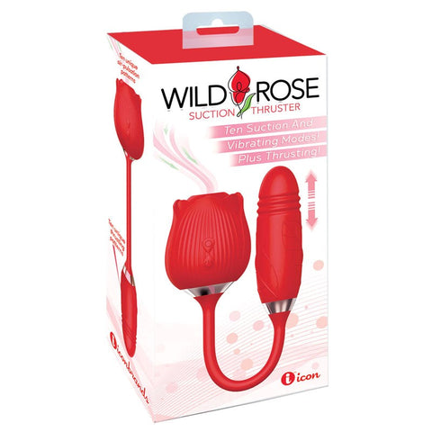 Icon Brands Wild Rose Suction Thruster Air Pulse Vibe Dual Motor Sex Toy - Clit Ticklers and Pulsators