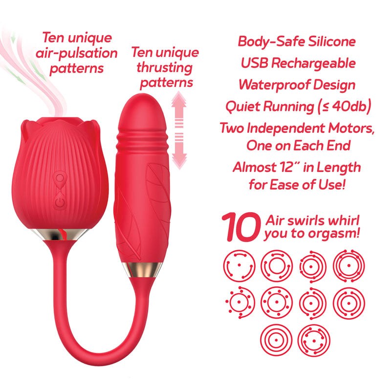 Icon Brands Wild Rose Suction Thruster Air Pulse Vibe Dual Motor Sex Toy - Clit Ticklers and Pulsators
