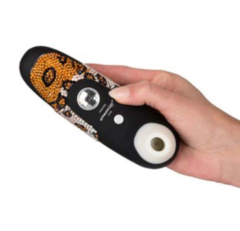 Womanizer Limited Swarovski Edition Black Leopard Air Pressure Clitoral Vibrator - Clit Ticklers and Pulsators