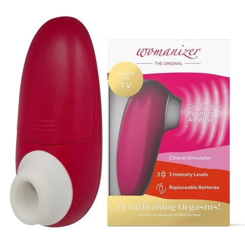 Womanizer Mini Red Wine Clitoral Stimulator with Pleasure Air Technology - Clit Ticklers and Pulsators