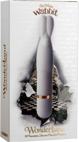 Doc Johnson Wonderland White Wabbit Silicone Vibrator with Wiggling Ears - Rabbit Vibrators