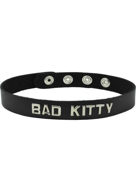 Spartacus Enterprises Wordband Collar BAD KITTY Oil Tanned Leather BDSM - - Collars and Leads