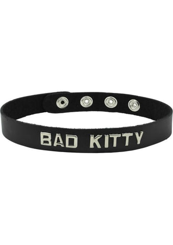 Spartacus Enterprises Wordband Collar BAD KITTY Oil Tanned Leather BDSM - Collars and Leads