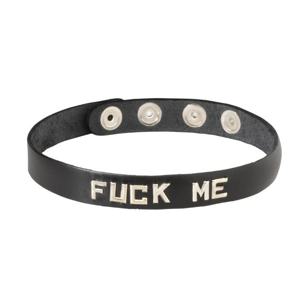Spartacus Enterprises Wordband Collar FUCK ME Premium Leather BDSM Collar - - Collars and Leads